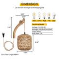 Natural Bamboo Rattan Wall Sconce Plug In Boho Lamp E27