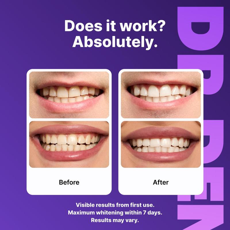 DRDENT Purple Teeth Whitening Strips 7/21 Sessions Enamel Safe, 14Ct / 42Ct