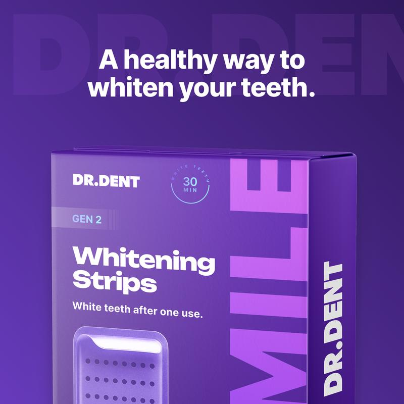 DRDENT Purple Teeth Whitening Strips 7/21 Sessions Enamel Safe, 14Ct / 42Ct
