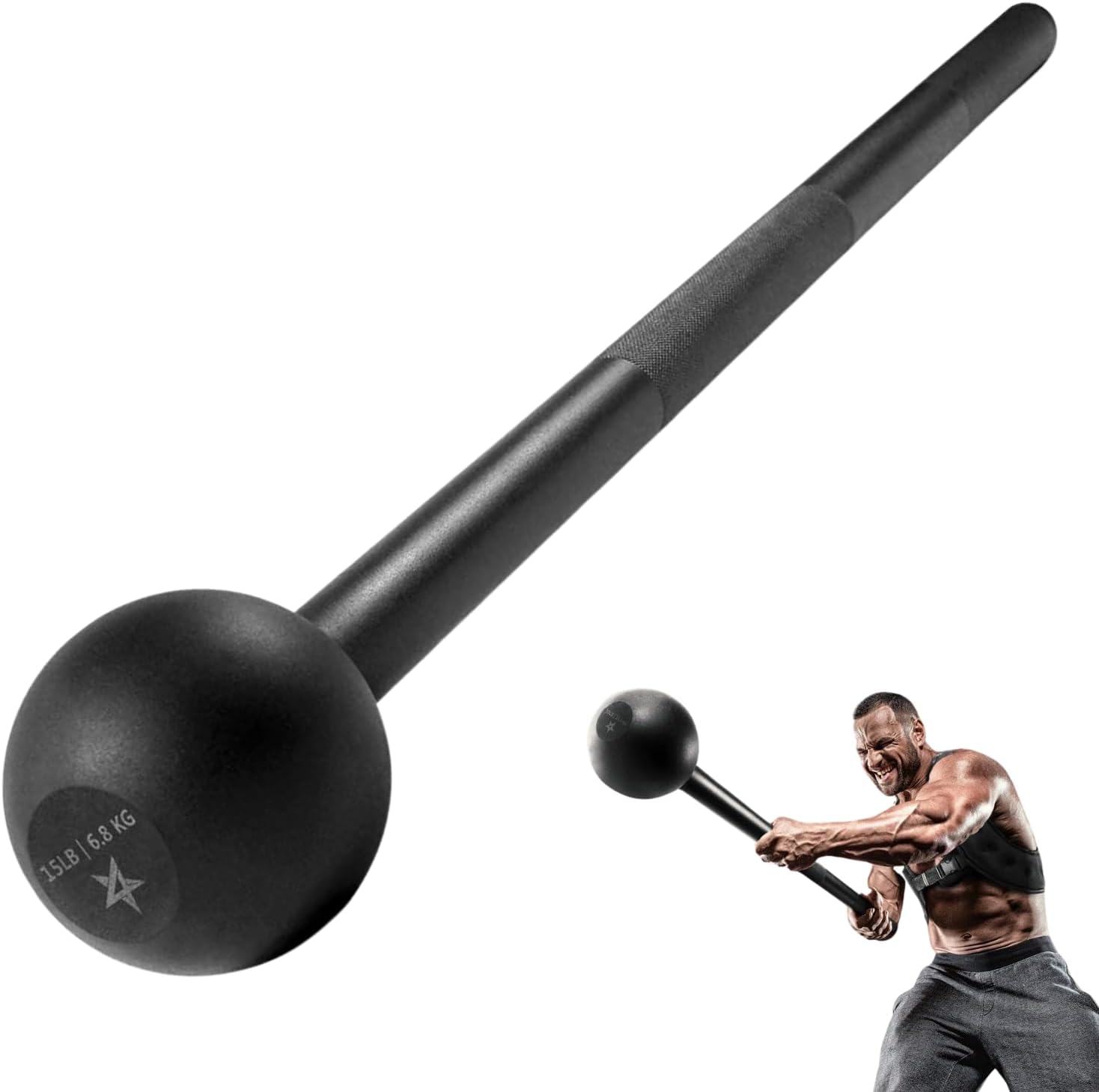 Yes4All Steel Mace Bell 5-30LB Strength Training Workout Bar