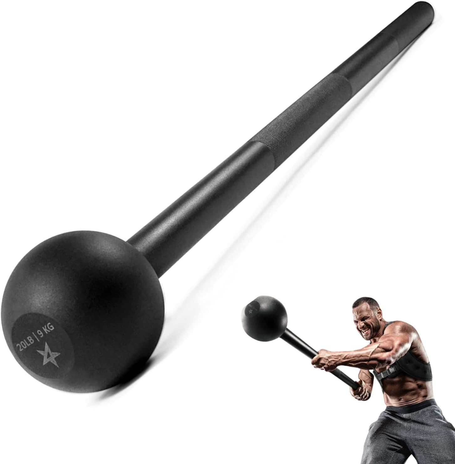 Yes4All Steel Mace Bell 5-30LB Strength Training Workout Bar