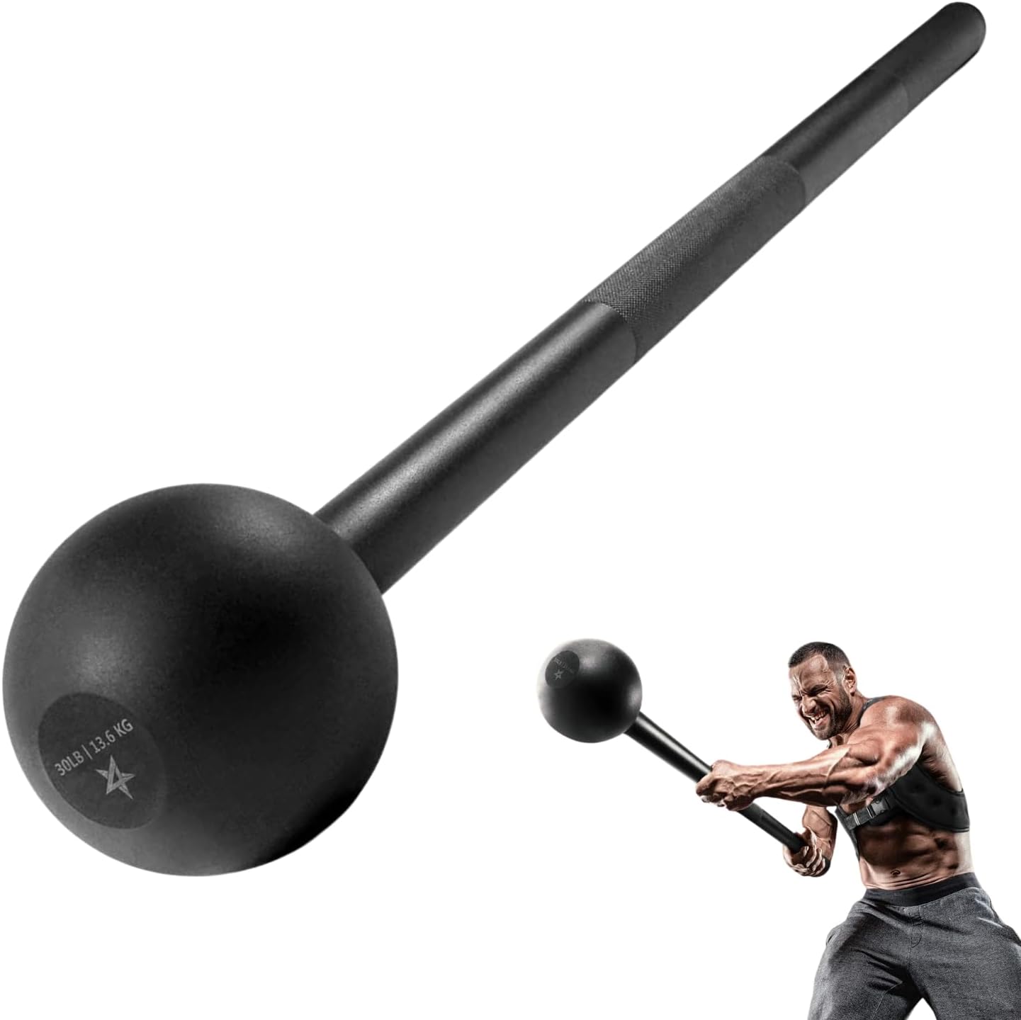 Yes4All Steel Mace Bell 5-30LB Strength Training Workout Bar