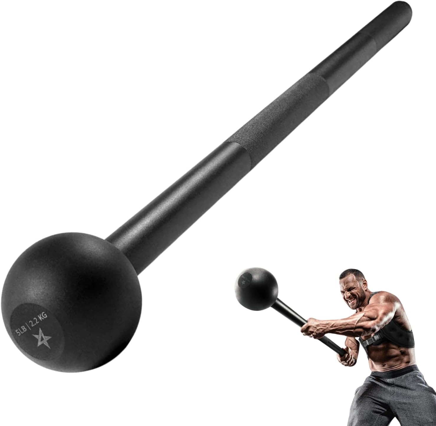 Yes4All Steel Mace Bell 5-30LB Strength Training Workout Bar