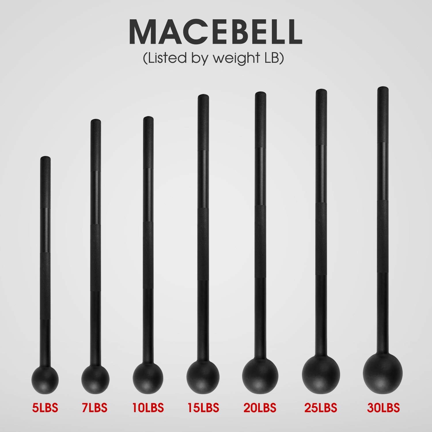 Yes4All Steel Mace Bell 5-30LB Strength Training Workout Bar