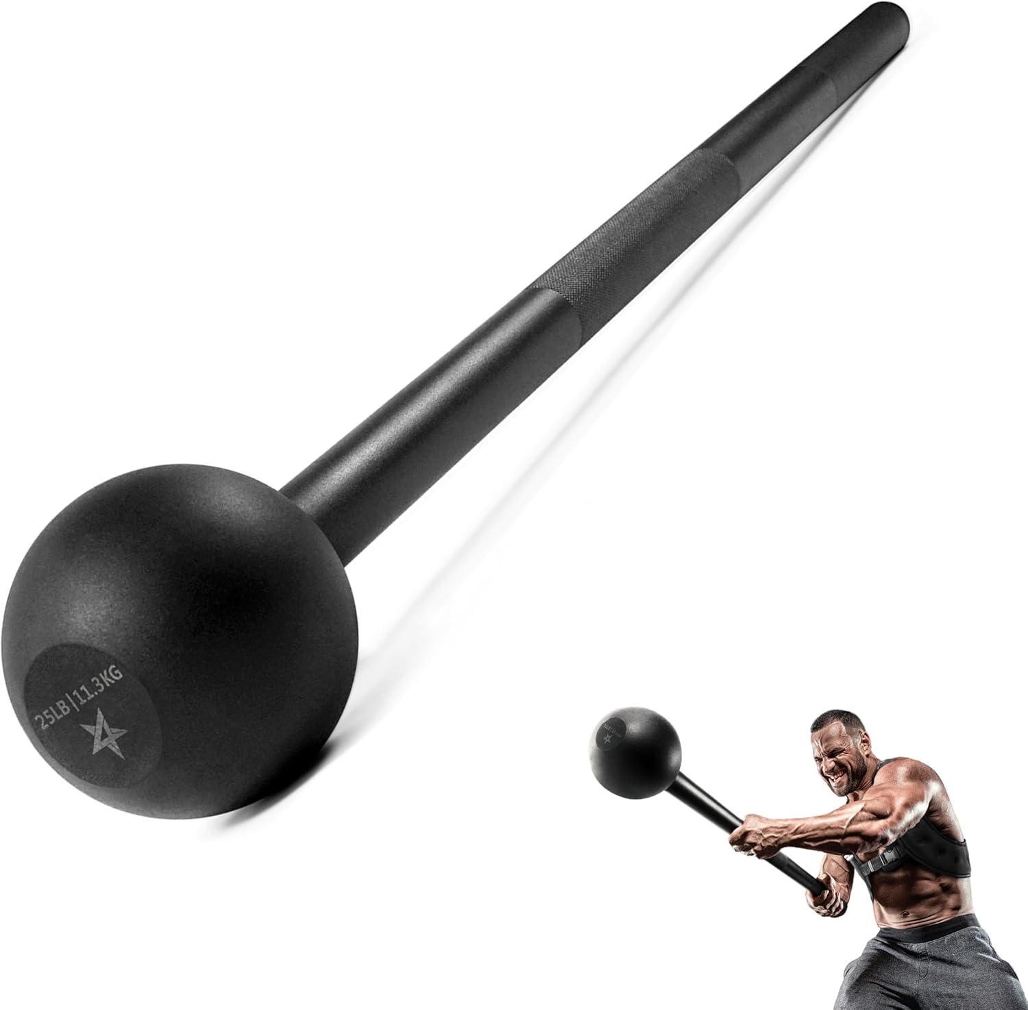Yes4All Steel Mace Bell 5-30LB Strength Training Workout Bar