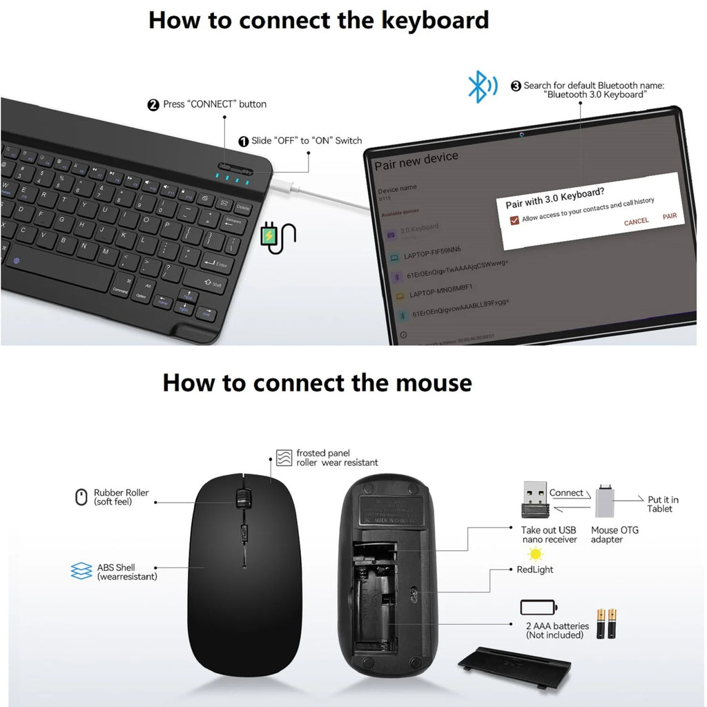 Tablet 10 Inch Android 15 Tablets,128Gb ROM+24GB RAM,5G Wi-Fi Tableta PC,1TB Expand,Octa-Core,5G Wi-Fi,Gps,Bluetooth 5.0,Dual Camera,7000Mah,Split Screen,Face Unlock,2 in 1 Tablet with Keyboard