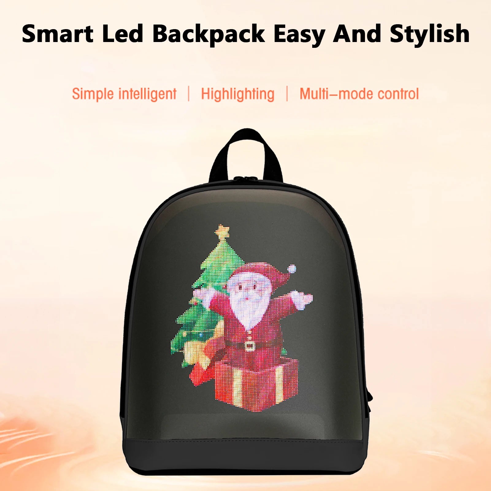 LED Smart Backpack 64x64 Screen App Control Outdoor Travel Bag