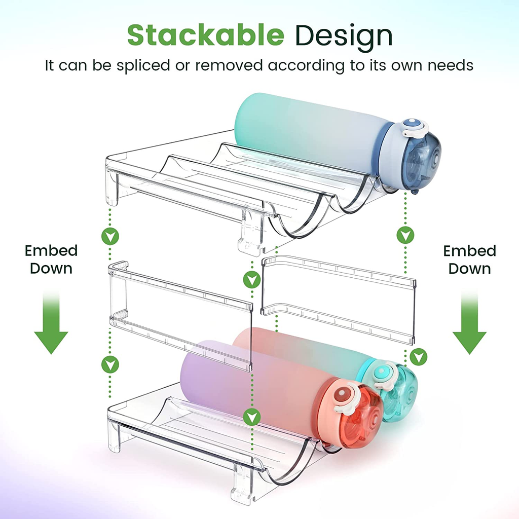 Stackable Water Bottle Organizer Rack Holder for Cabinet Fridge