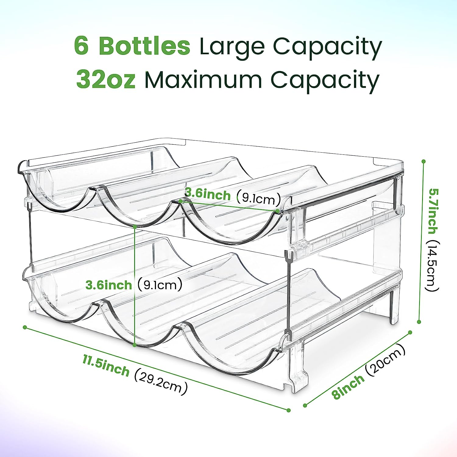 Stackable Water Bottle Organizer Rack Holder for Cabinet Fridge