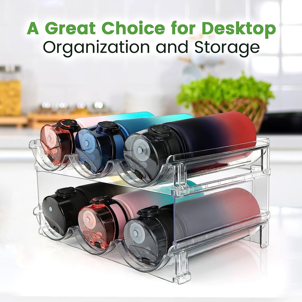 Stackable Water Bottle Organizer Rack Holder for Cabinet Fridge