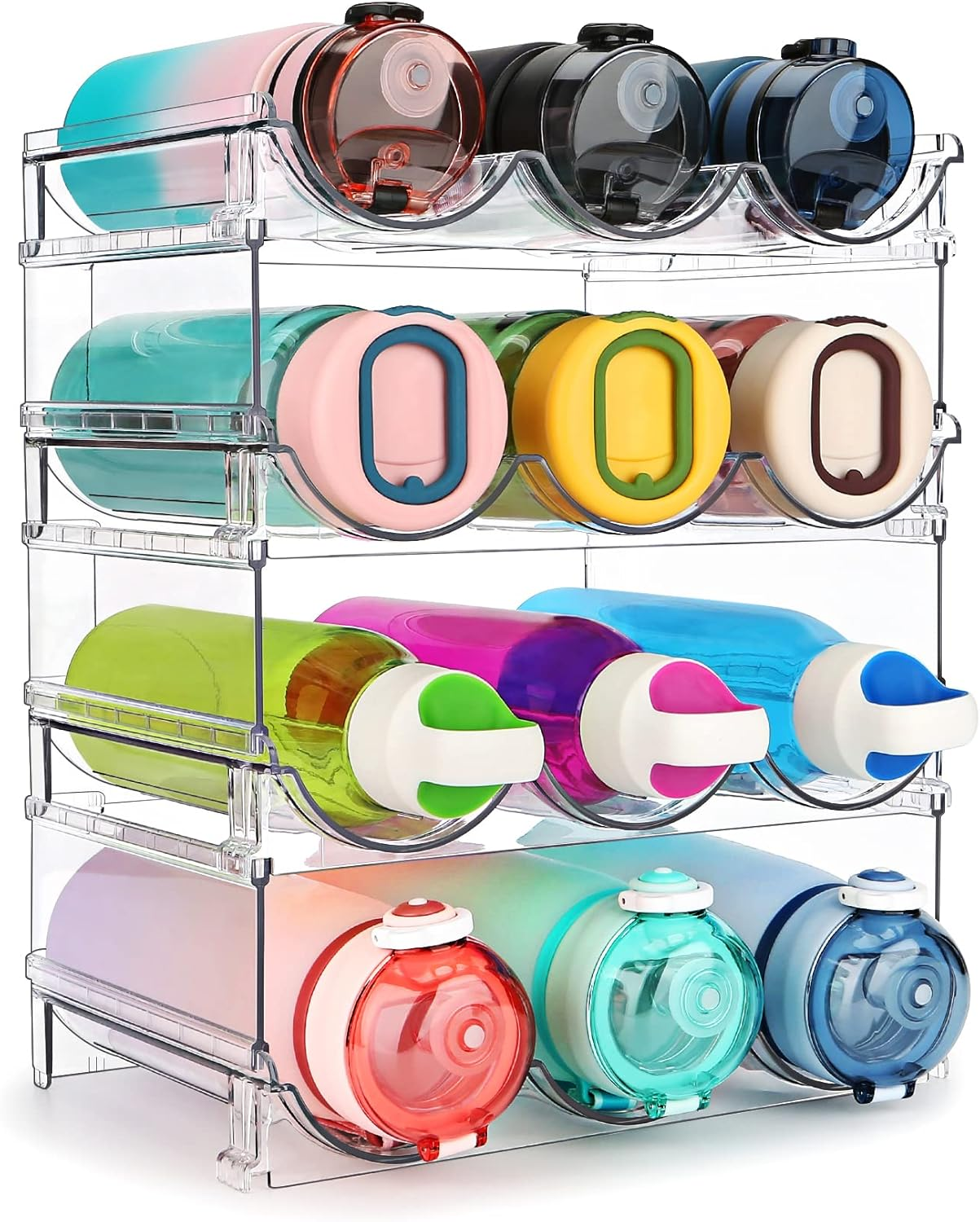 Stackable Water Bottle Organizer Rack Holder for Cabinet Fridge