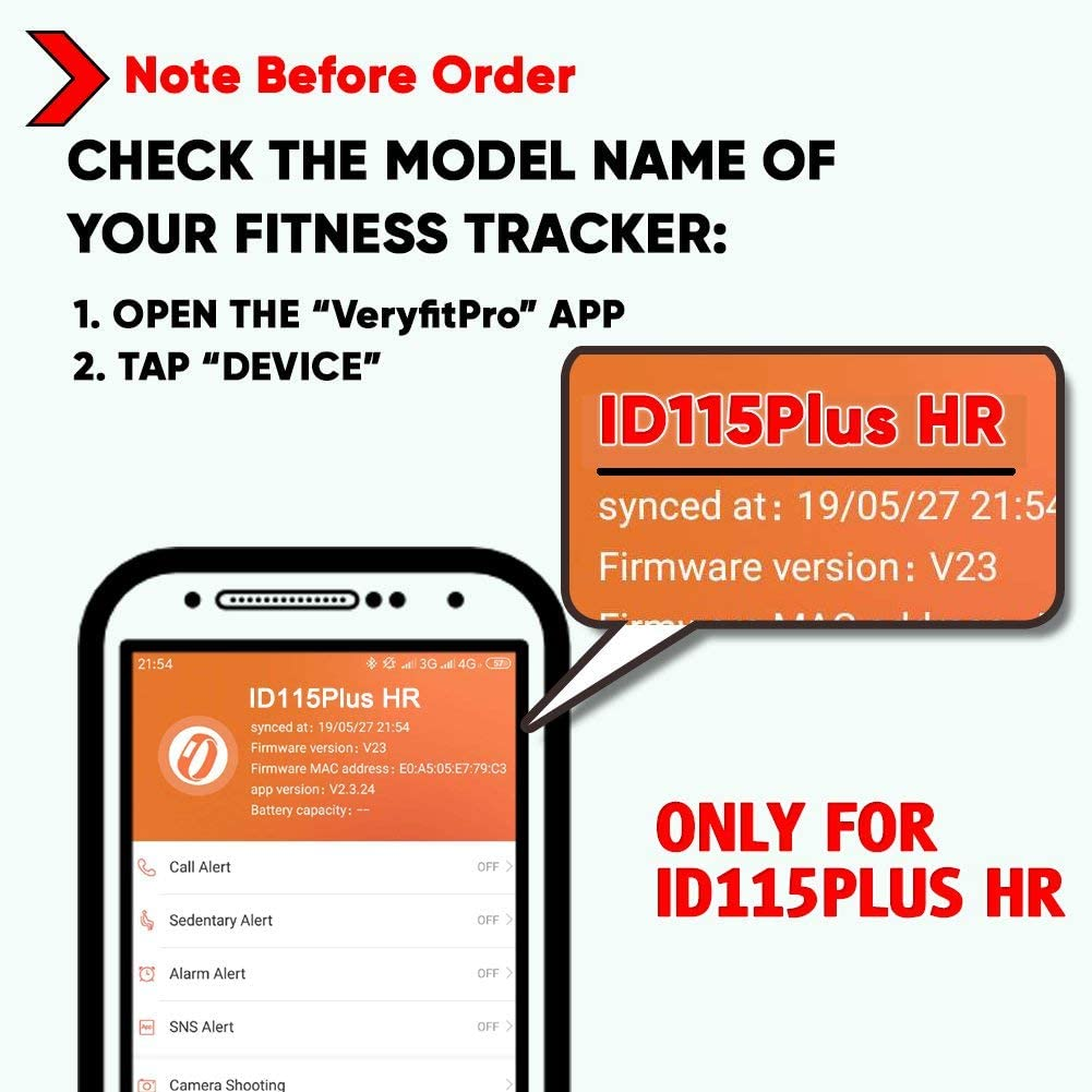 ZURURU Veryfit Pro ID115Plus HR Replacement Band Strap 2-Pack Fitness Tracker