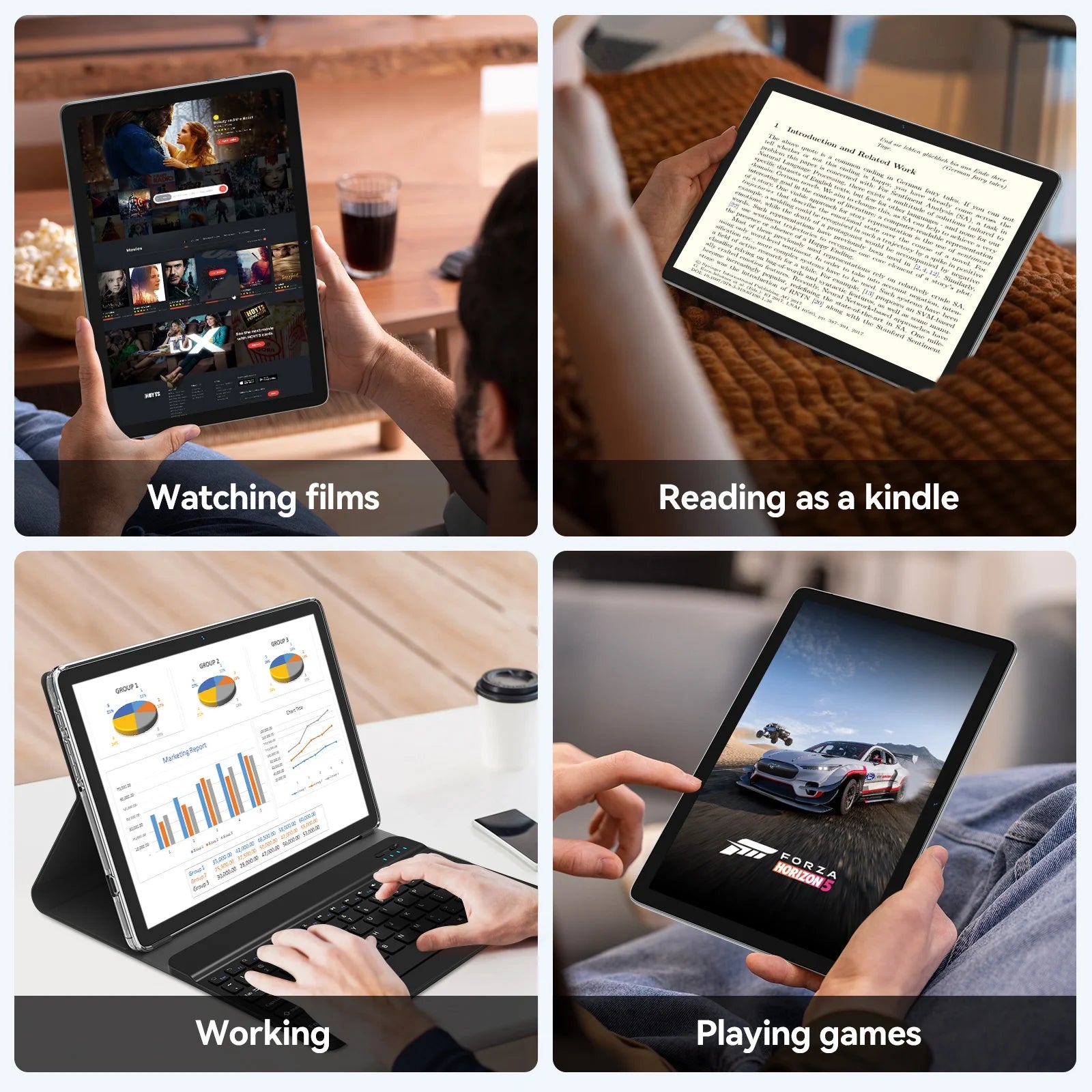 Tablet 10 Inch Android 15 Tablets,128Gb ROM+24GB RAM,5G Wi-Fi Tableta PC,1TB Expand,Octa-Core,5G Wi-Fi,Gps,Bluetooth 5.0,Dual Camera,7000Mah,Split Screen,Face Unlock,2 in 1 Tablet with Keyboard